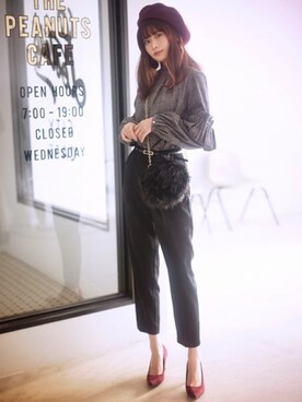 「GRL（グレイル）のアイテム（ハンチング/ベレー帽）」を使った、GRLグレイル_OFFICIALさん（レディース・166cm）の秋コーディネート