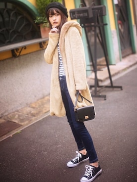 「GRL（グレイル）のアイテム（Tシャツ/カットソー）」を使った、GRLグレイル_OFFICIALさん（レディース・167cm）の冬コーディネート