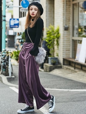 「GRL（グレイル）のアイテム（ハンチング/ベレー帽）」を使った、GRLグレイル_OFFICIALさん（レディース・158cm）の冬コーディネート