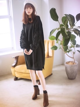 「GRL（グレイル）のアイテム（ハンチング/ベレー帽）」を使った、GRLグレイル_OFFICIALさん（レディース・167cm）の冬コーディネート