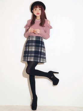 「GRL（グレイル）のアイテム（ハンチング/ベレー帽）」を使った、GRLグレイル_OFFICIALさん（レディース・158cm）の冬コーディネート