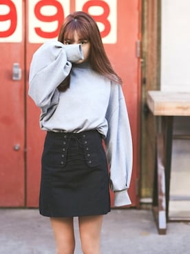 「GRL（グレイル）のアイテム（スウェット）」を使った、GRLグレイル_OFFICIALさん（レディース・158cm）の冬コーディネート