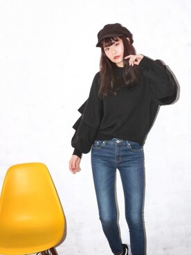 「GRL（グレイル）のアイテム（キャスケット）」を使った、GRLグレイル_OFFICIALさん（レディース・167cm）の冬コーディネート