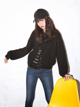 「GRL（グレイル）のアイテム（キャップ）」を使った、GRLグレイル_OFFICIALさん（レディース・167cm）の冬コーディネート