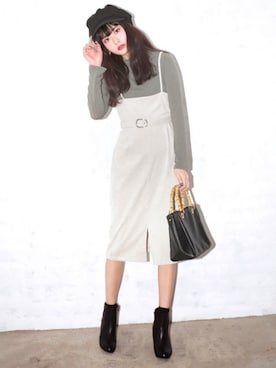 「GRL（グレイル）のアイテム（キャスケット）」を使った、GRLグレイル_OFFICIALさん（レディース・167cm）の冬コーディネート