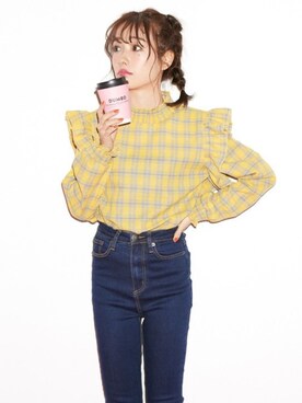 「GRL（グレイル）のアイテム（デニムジャケット）」を使った、GRLグレイル_OFFICIALさん（レディース・158cm）の冬コーディネート