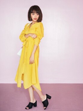 「GRL（グレイル）のアイテム（シャツワンピース）」を使った、GRLグレイル_OFFICIALさん（レディース・160cm）の春コーディネート