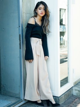 「GRL（グレイル）のアイテム（アンサンブル）」を使った、GRLグレイル_OFFICIALさん（レディース・166cm）の春コーディネート
