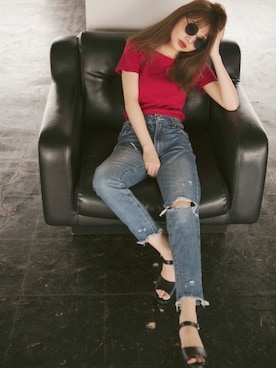 「GRL（グレイル）のアイテム（Tシャツ/カットソー）」を使った、GRLグレイル_OFFICIALさん（レディース・158cm）の春コーディネート