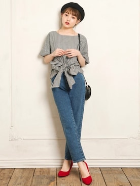 「GRL（グレイル）のアイテム（ハンチング/ベレー帽）」を使った、GRLグレイル_OFFICIALさん（レディース・158cm）の春コーディネート