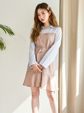 「GRL（グレイル）のアイテム（シャツワンピース）」を使った、GRLグレイル_OFFICIALさん（レディース・165cm）の春コーディネート