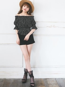 「カンカン帽」｜「アイテム（サンダル）」を使った、GRLグレイル_OFFICIALさん（レディース・158cm）の春コーディネート