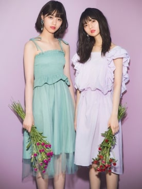 「アイテム（ワンピース/ドレス、パープル系）」を使った、GRLグレイル_OFFICIALさん（レディース・158cm）の春コーディネート