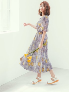 「アイテム（ワンピース/ドレス、パープル系）」を使った、GRLグレイル_OFFICIALさん（レディース・160cm）の春コーディネート