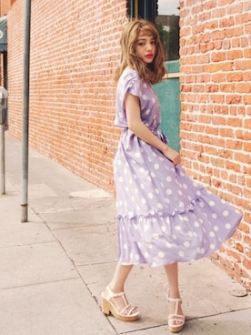 「アイテム（ワンピース/ドレス、パープル系）」を使った、GRLグレイル_OFFICIALさん（レディース・158cm）の夏コーディネート