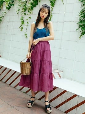 「GRL（グレイル）のアイテム（キャミソール）」を使った、GRLグレイル_OFFICIALさん（レディース・168cm）の夏コーディネート