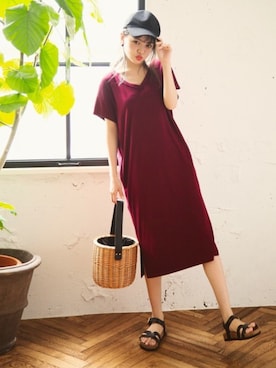 「GRL（グレイル）のアイテム（かごバッグ）」を使った、GRLグレイル_OFFICIALさん（レディース・158cm）の夏コーディネート