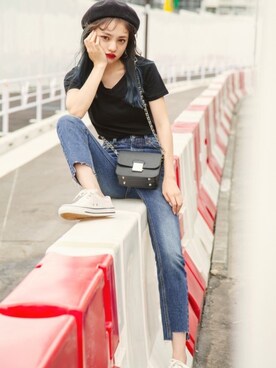 「GRL（グレイル）のアイテム（ハンチング/ベレー帽）」を使った、GRLグレイル_OFFICIALさん（レディース・158cm）の夏コーディネート