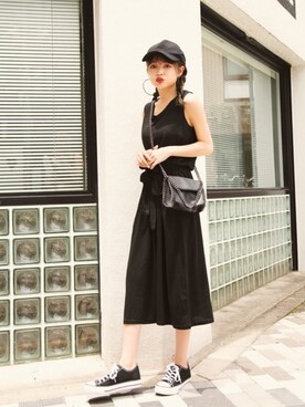 「GRL（グレイル）のアイテム（キャップ）」を使った、GRLグレイル_OFFICIALさん（レディース・158cm）の夏コーディネート