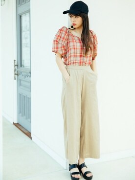 「GRL（グレイル）のアイテム（キャップ）」を使った、GRLグレイル_OFFICIALさん（レディース・168cm）の夏コーディネート