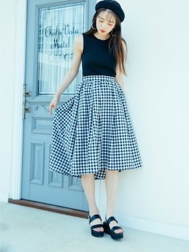 「GRL（グレイル）のアイテム（ハンチング/ベレー帽）」を使った、GRLグレイル_OFFICIALさん（レディース・168cm）の夏コーディネート