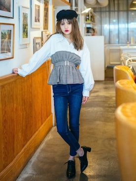 「GRL（グレイル）のアイテム（キャスケット）」を使った、GRLグレイル_OFFICIALさん（レディース・158cm）の夏コーディネート