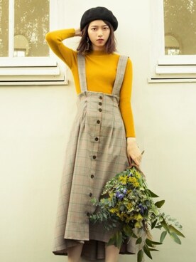 「GRL（グレイル）のアイテム（ハンチング/ベレー帽）」を使った、GRLグレイル_OFFICIALさん（レディース・159cm）の秋コーディネート