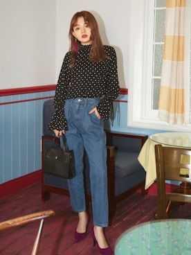 「アイテム（ピアス（両耳用）、パープル系）」を使った、GRLグレイル_OFFICIALさん（レディース・158cm）の秋コーディネート