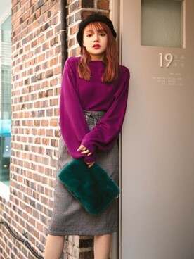 「GRL（グレイル）のアイテム（ハンチング/ベレー帽）」を使った、GRLグレイル_OFFICIALさん（レディース・158cm）の秋コーディネート