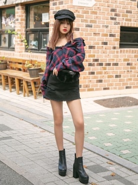 「GRL（グレイル）のアイテム（キャスケット）」を使った、GRLグレイル_OFFICIALさん（レディース・158cm）の秋コーディネート