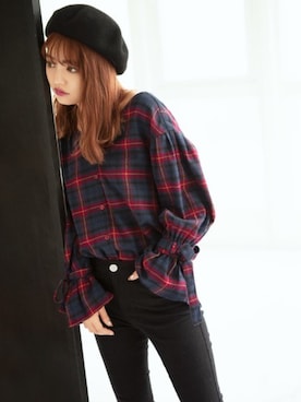 「GRL（グレイル）のアイテム（ハンチング/ベレー帽）」を使った、GRLグレイル_OFFICIALさん（レディース・158cm）の秋コーディネート