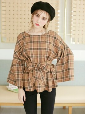 「GRL（グレイル）のアイテム（ハンチング/ベレー帽）」を使った、GRLグレイル_OFFICIALさん（レディース・161cm）の秋コーディネート