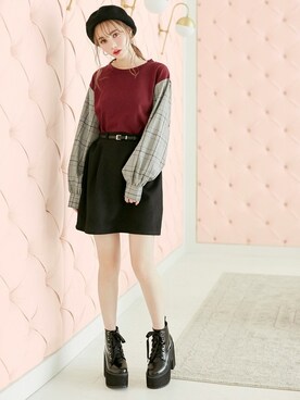 「GRL（グレイル）のアイテム（ハンチング/ベレー帽）」を使った、GRLグレイル_OFFICIALさん（レディース・161cm）の秋コーディネート