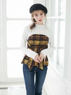 「GRL（グレイル）のアイテム（ハンチング/ベレー帽）」を使った、GRLグレイル_OFFICIALさん（レディース・161cm）の秋コーディネート