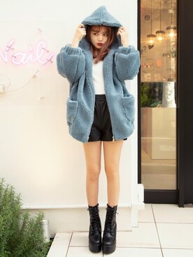 「GRL（グレイル）のアイテム（パーカー）」を使った、GRLグレイル_OFFICIALさん（レディース・158cm）の冬コーディネート