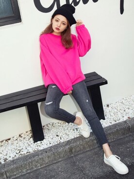 「GRL（グレイル）のアイテム（スウェット）」を使った、GRLグレイル_OFFICIALさん（レディース・158cm）の冬コーディネート