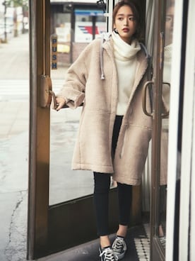 「GRL（グレイル）のアイテム（ピアス（両耳用））」を使った、GRLグレイル_OFFICIALさん（レディース・160cm）の冬コーディネート