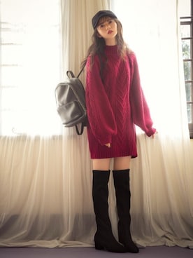 「GRL（グレイル）のアイテム（キャップ）」を使った、GRLグレイル_OFFICIALさん（レディース・158cm）の冬コーディネート