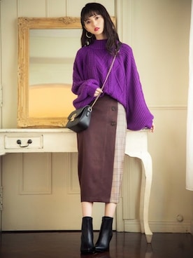 「GRL（グレイル）のアイテム（イヤリング）」を使った、GRLグレイル_OFFICIALさん（レディース・158cm）の冬コーディネート