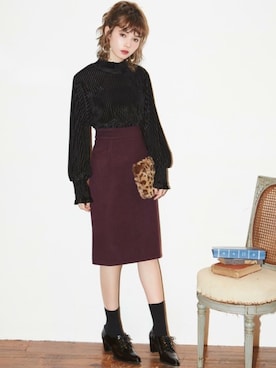 「ベロア」｜「アイテム（アクセサリー）」を使った、GRLグレイル_OFFICIALさん（レディース・161cm）の冬コーディネート