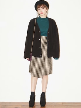 「GRL（グレイル）のアイテム（ハンチング/ベレー帽）」を使った、GRLグレイル_OFFICIALさん（レディース・161cm）の冬コーディネート