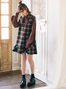 「GRL（グレイル）のアイテム（シャツワンピース）」を使った、GRLグレイル_OFFICIALさん（レディース・161cm）の冬コーディネート