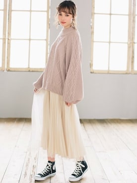 「GRL（グレイル）のアイテム（ピアス（両耳用））」を使った、GRLグレイル_OFFICIALさん（レディース・161cm）の春コーディネート