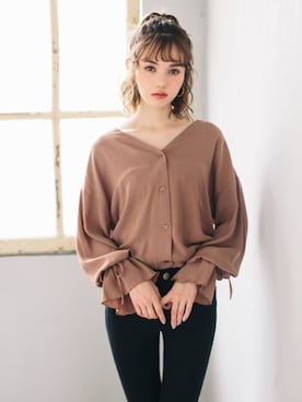 「GRL（グレイル）のアイテム（ピアス（両耳用））」を使った、GRLグレイル_OFFICIALさん（レディース・161cm）の春コーディネート