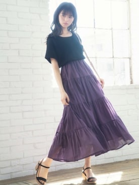 「GRL（グレイル）のアイテム（Tシャツ/カットソー）」を使った、GRLグレイル_OFFICIALさん（レディース・158cm）の春コーディネート