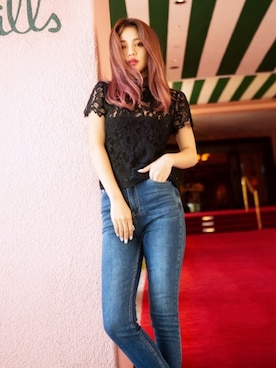 「GRL」｜「アイテム（チューブトップ）」を使った、GRLグレイル_OFFICIALさん（レディース・158cm）の春コーディネート