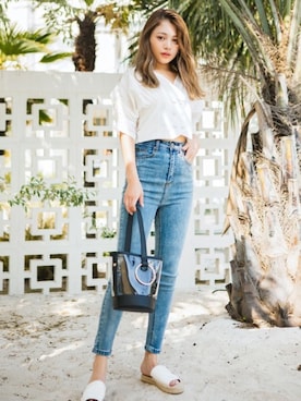 「GRL（グレイル）のアイテム（シャツ/ブラウス）」を使った、GRLグレイル_OFFICIALさん（レディース・158cm）の夏コーディネート