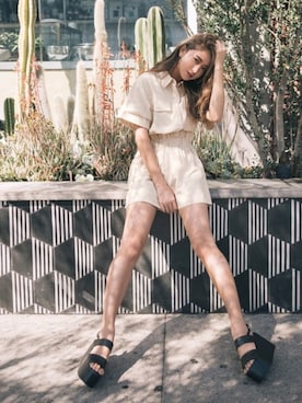 「GRL（グレイル）のアイテム（セットアップ）」を使った、GRLグレイル_OFFICIALさん（レディース・166cm）の夏コーディネート