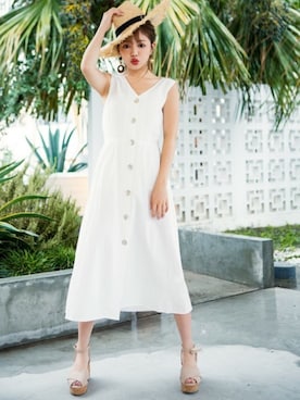 「ストローハット」｜GRLグレイル_OFFICIALさん（レディース・158cm）の夏コーディネート