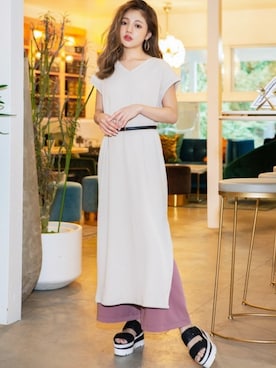 「ワッフル」｜「アイテム（サンダル）」を使った、GRLグレイル_OFFICIALさん（レディース・158cm）の夏コーディネート